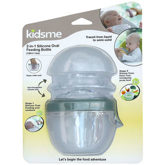 KidsMe Sutteflaske/Food Feeder - 2-i-1 - 150ml - Silikone - Gray