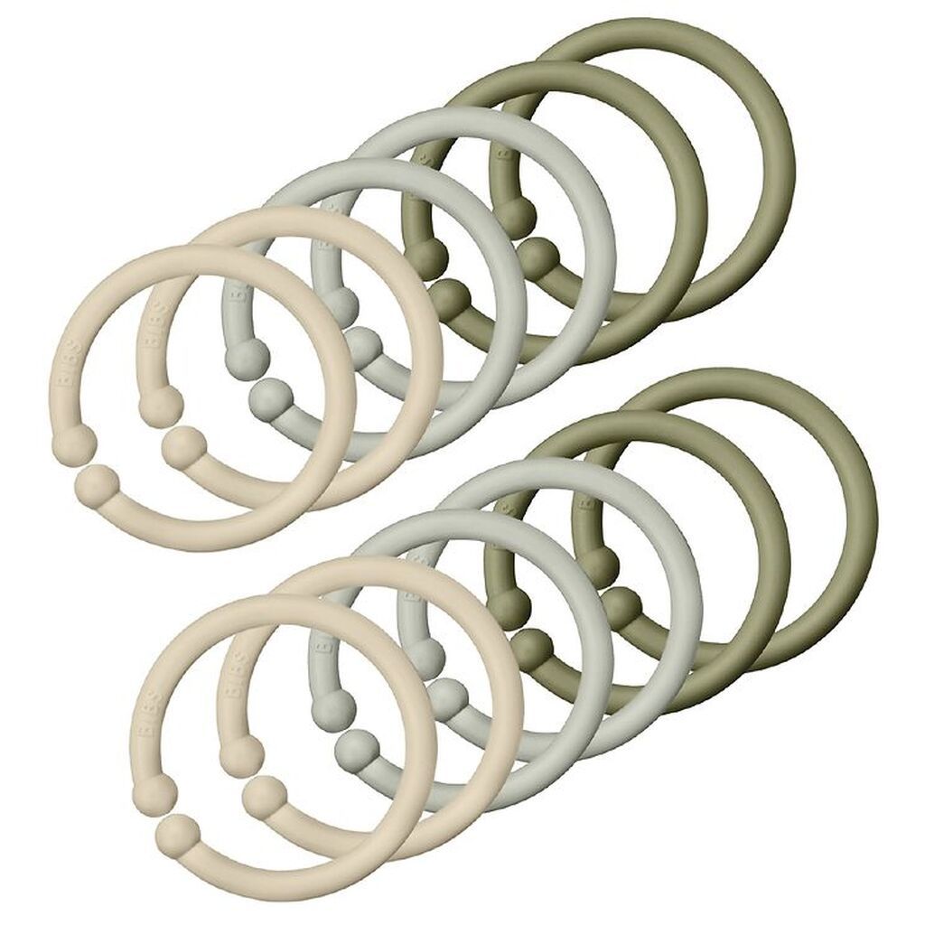 BIBS Ophængningsringe/Loops - 12-pak - Vanilla/Sage/Olive