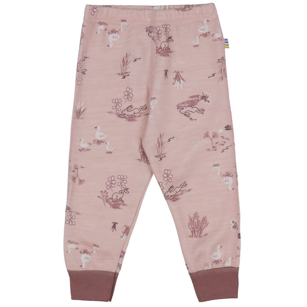 Joha Leggings - Uld/Bambus - Lyserød m. Print