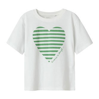 Name It T-shirt - NkffEsko - Bright White m. Hjerte