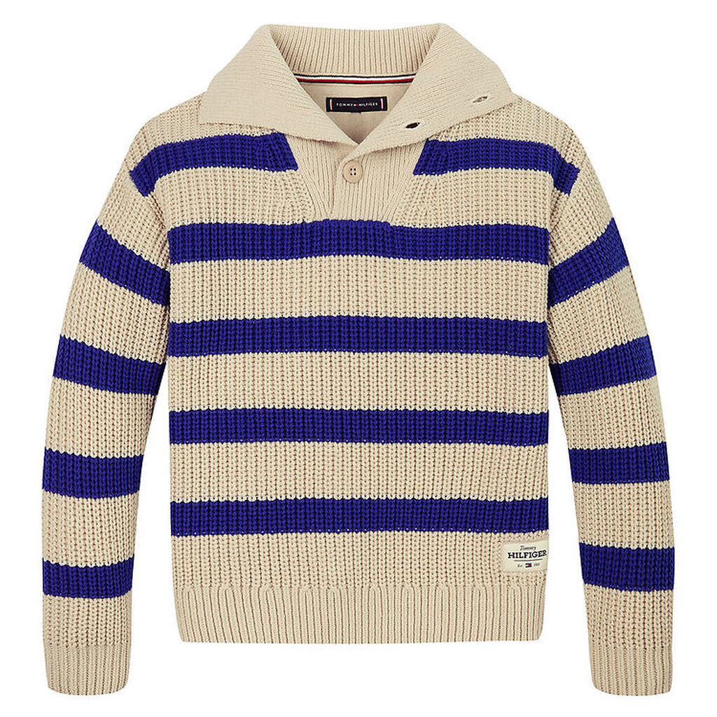 Tommy Hilfiger Bluse - Strik - Wedge Blue Stripe Classic Beige