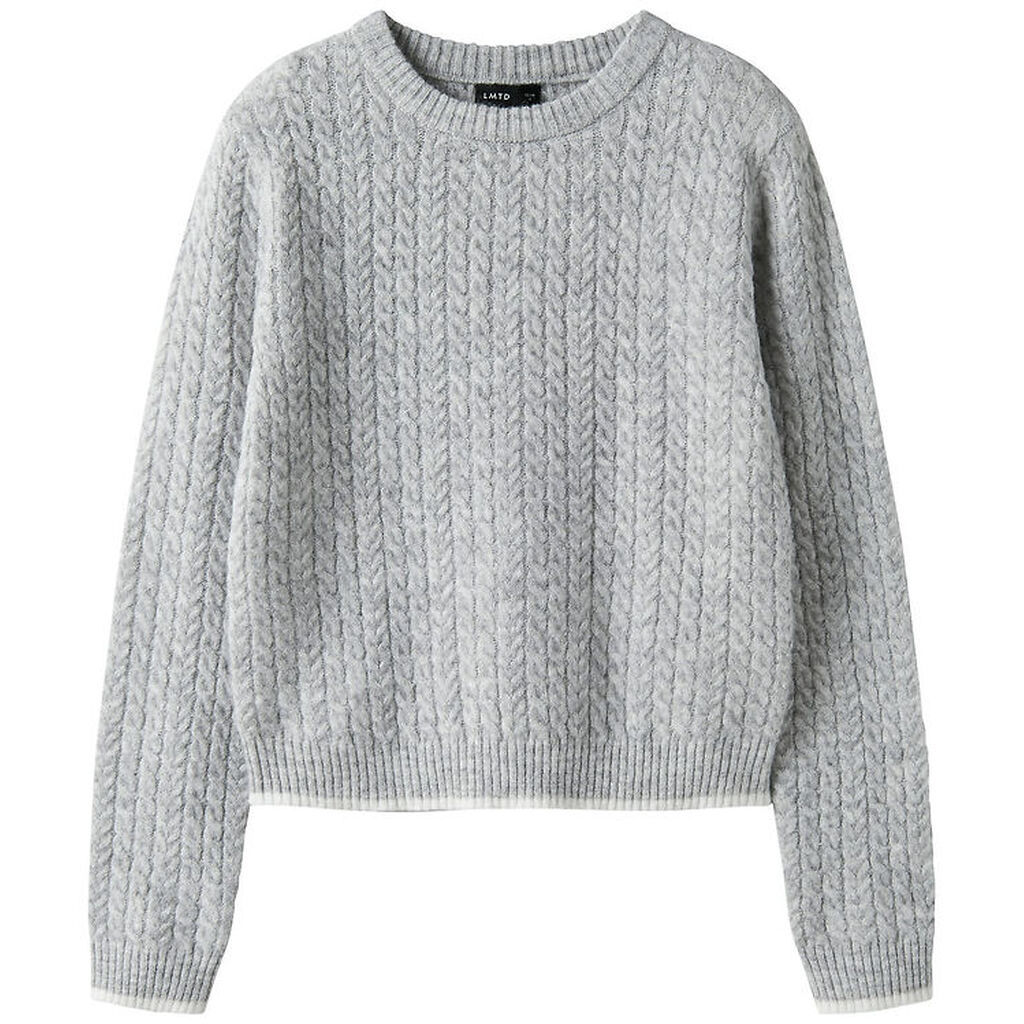 LMTD Bluse - Strik - NlfKaves - Light Grey Melange/White Contras