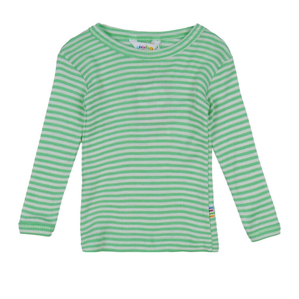Joha Bluse - Rib - Uld/Silke - Off White/Grøn