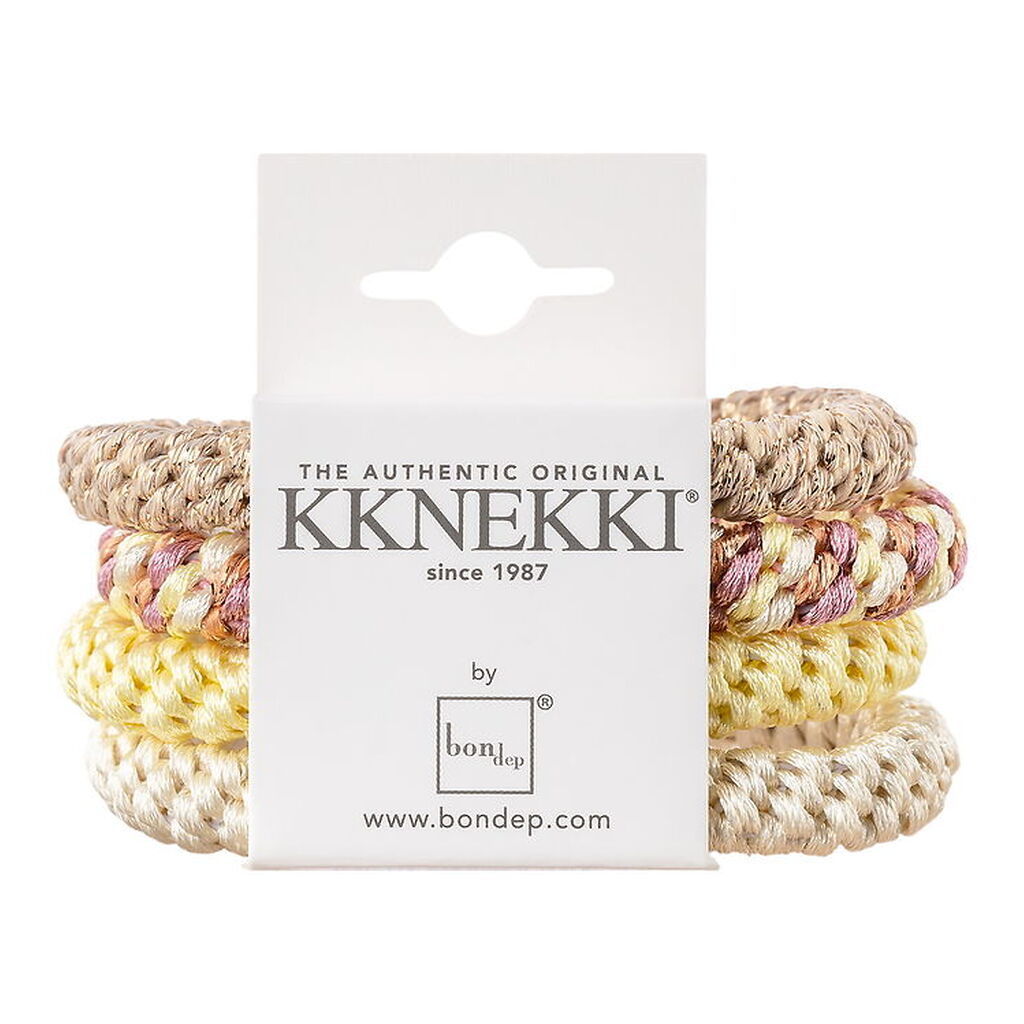 Kknekki Hårelastikker - 4-pak - Hvid/Beige/Gul