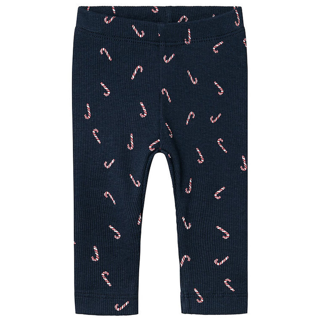 Name It Leggings - Rib - NbnDab - Dark Sapphire m. Julestokke