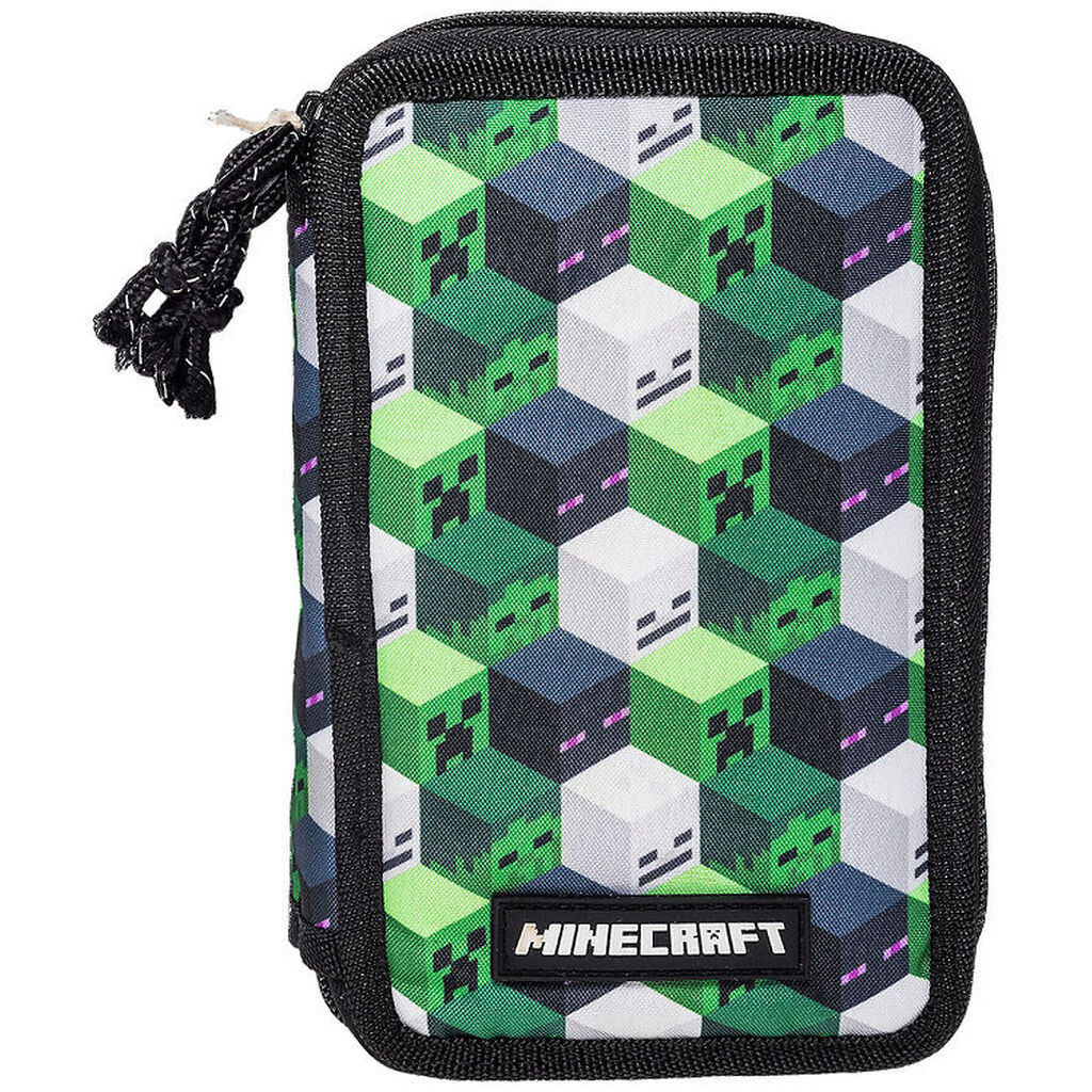 Minecraft Penalhus m. Indhold - Grøn/Sort
