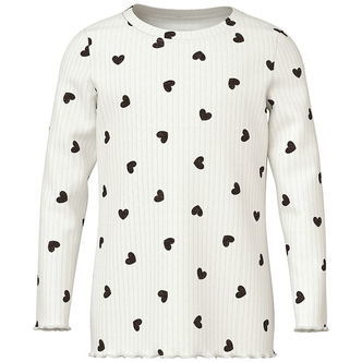 Name It Bluse - Glitter - NmfVemma - Cloud Dancer/Tiny Heart