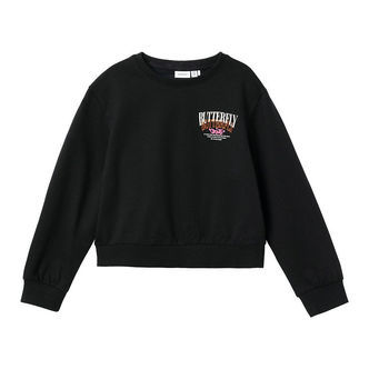 Name It Sweatshirt - Cropped - NkfKastane - Sort m. Sommerfugl
