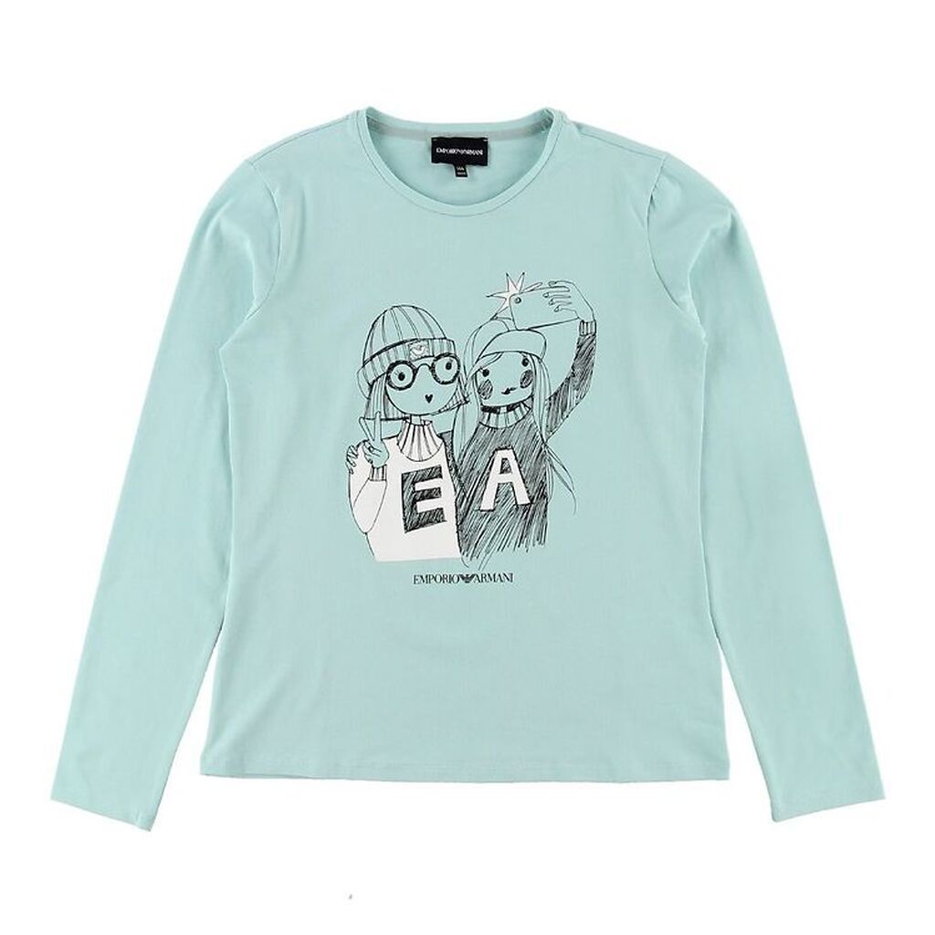 Emporio Armani Bluse - Lyseblå m. Print