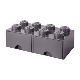 LEGOÂ® Storage Opbevaringsskuffe - 8 Knopper - 50x25x18 - Mørkegr