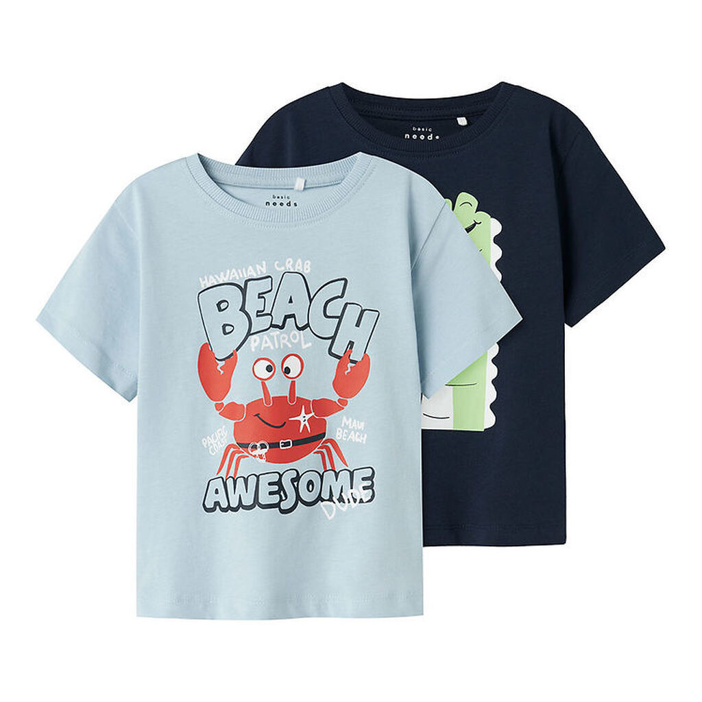 Name It T-shirt - NmmVagno - 2-pak - Celestial Blue/Navy Blazer