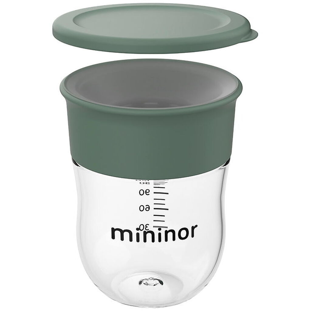 Mininor Træningskop m. Låg - Training - 220 ml - Pilegrøn
