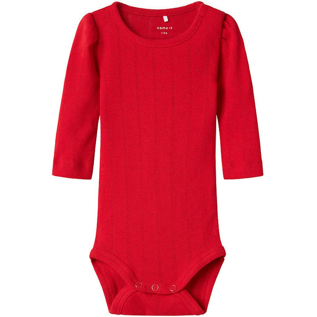 Name It Body l/æ - NbfDagnes - Chinese Red m. Hulmønster