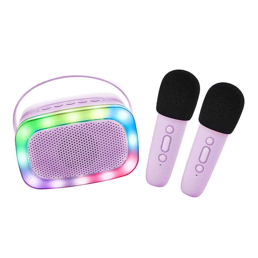 Lalarma Højtaler m. 2 Mikrofoner - Trådløs - Karaoke - Purple