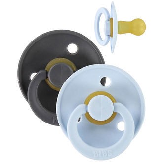 BIBS Colour Sutter - Str. 3 - 2-pak - Rund - Iron/Baby Blue