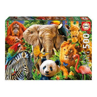 Educa Puslespil - 500 Brikker - Wild Animal Collage