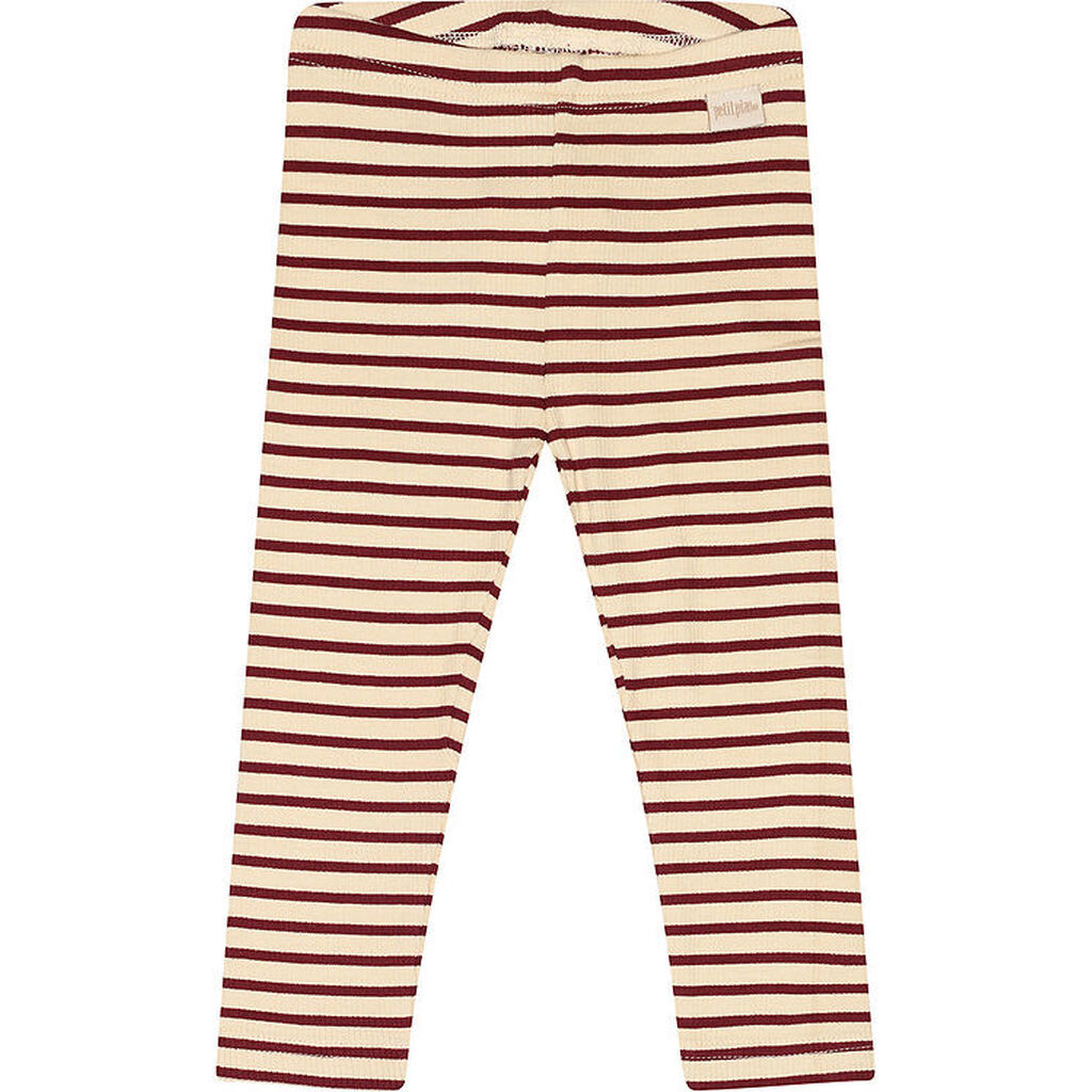 Petit Piao Leggings - Rib - Modal - Dark Cherry/Dark Off White