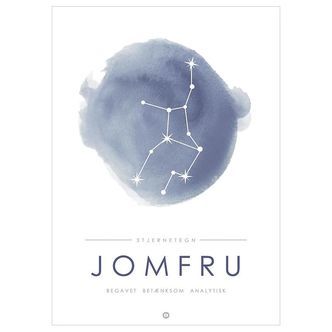 Citatplakat Plakat - A3 - Stjernebillede - Jomfru - Blå