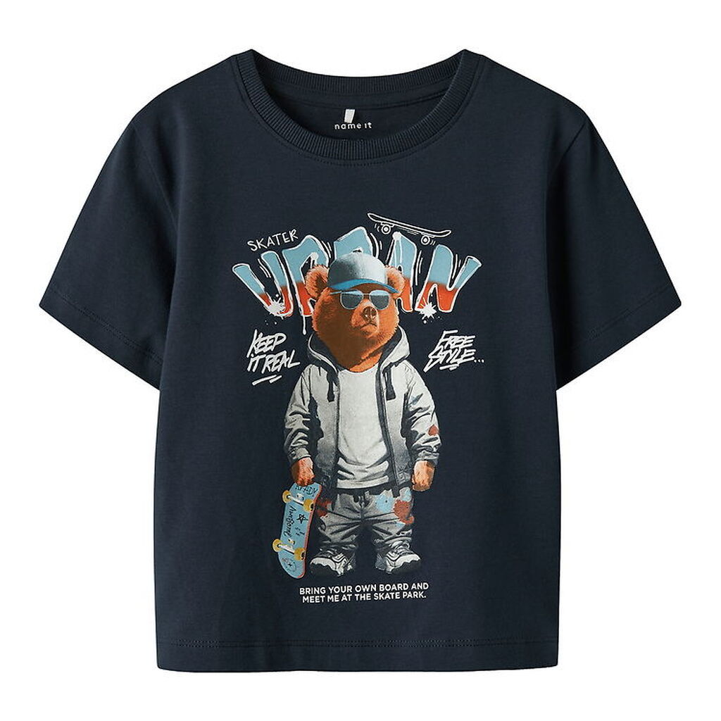 Name It T-shirt - NmmLewis - Navy Blazer m. Bjørn