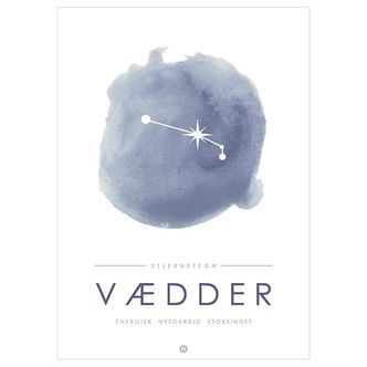 Citatplakat Plakat - A3 - Stjernebillede - Vædder - Blå