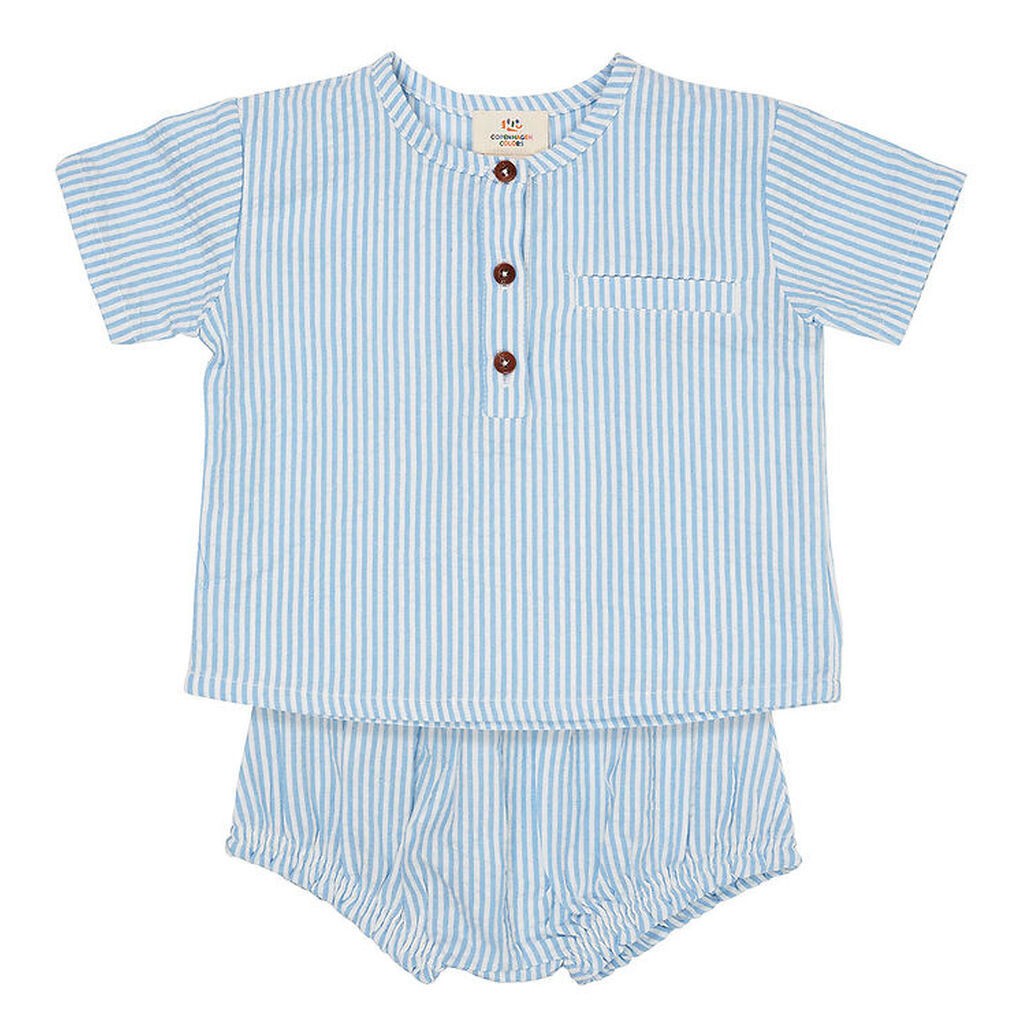 Copenhagen Colors Shortssæt - Sky Blue W Cream Stripe
