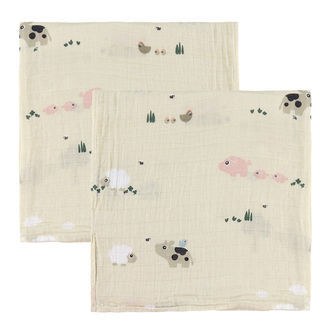 Done By Deer Stofbleer - Musselin - 2-pak - 65x65 cm - Tiny Farm