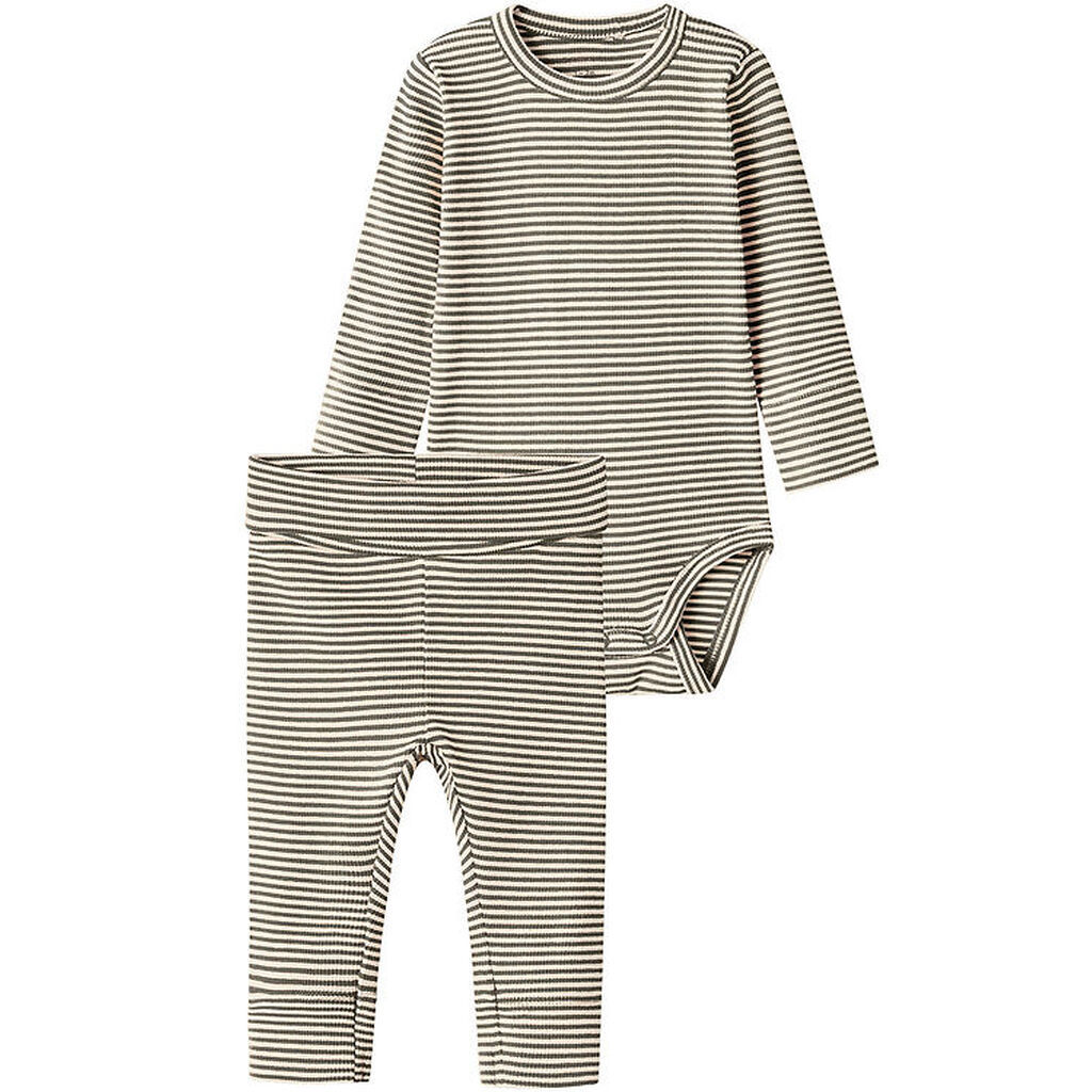 Name It Sæt - Body l/æ/Leggings - Rib - NbnBerro - Bungee Cord