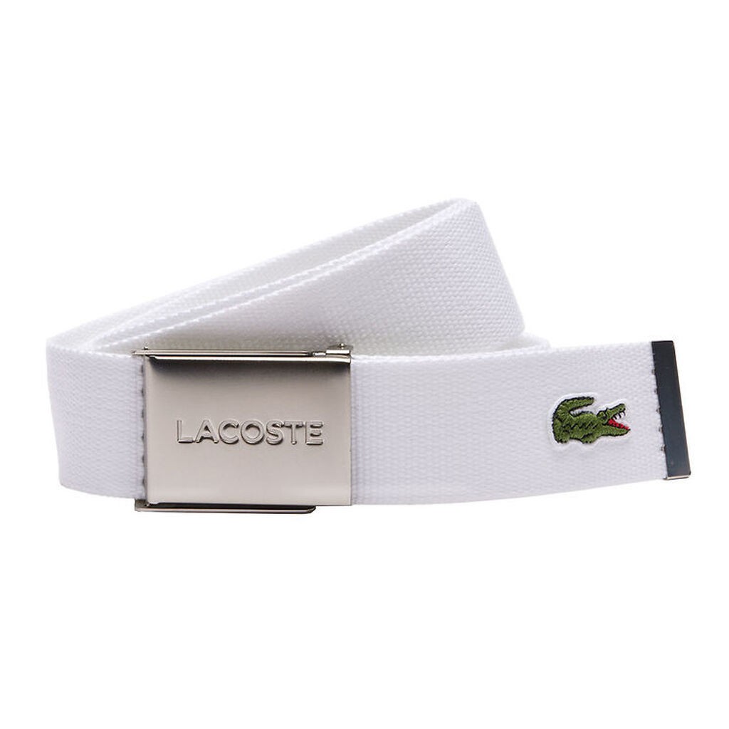 Lacoste Bælte - Woven Strap - Hvid m. Logo