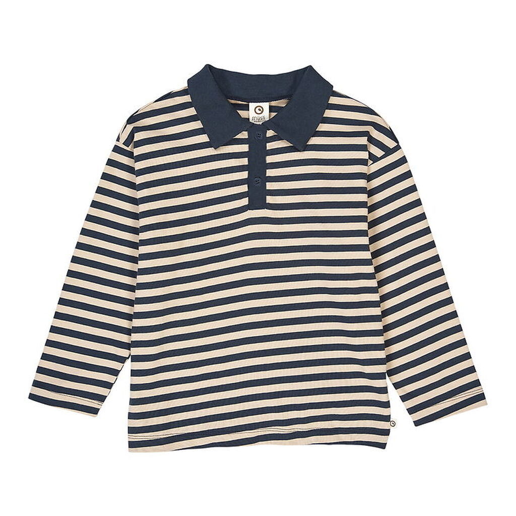Müsli Polobluse - Stripe Polo - Oak/Night Blue