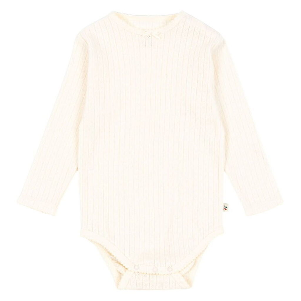 Konges Sløjd Body l/æ - Minnie - Buttercream m. Hulmønster