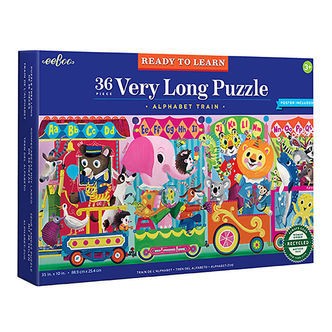 Eeboo Puslespil - 36 Brikker - 88,9x25,4 cm - Det Lange Alfabet-