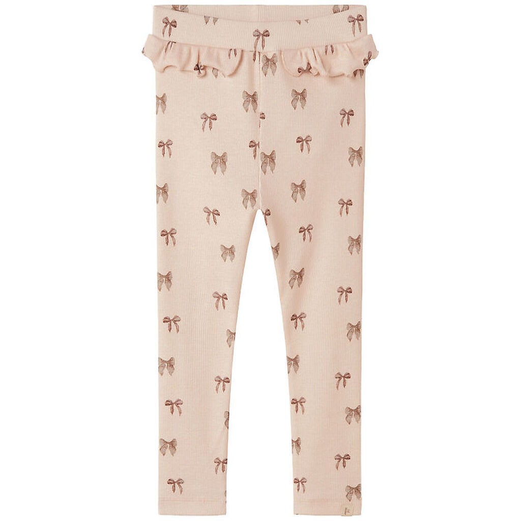 Lil' Atelier Leggings - Rib - NbnGavo - Silver Peony/Bow