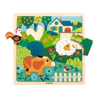 Djeco Puslespil - 15 Brikker - Puzzlo Farm
