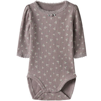 Name It Body l/æ - Rib - NbfHoise - Purple Dove m. Blomster