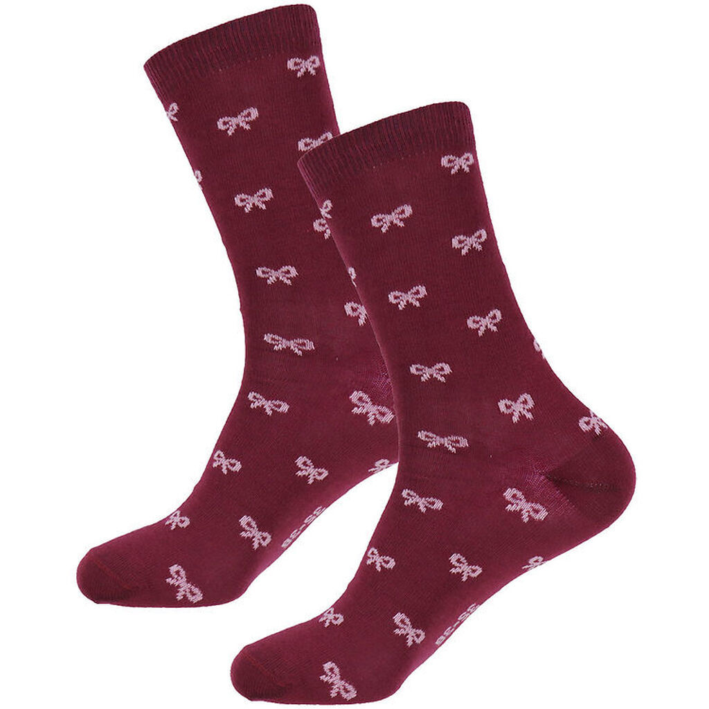 Fuzzies Strømper - 2-pak - Bordeaux/Rosa m. Sløjfer