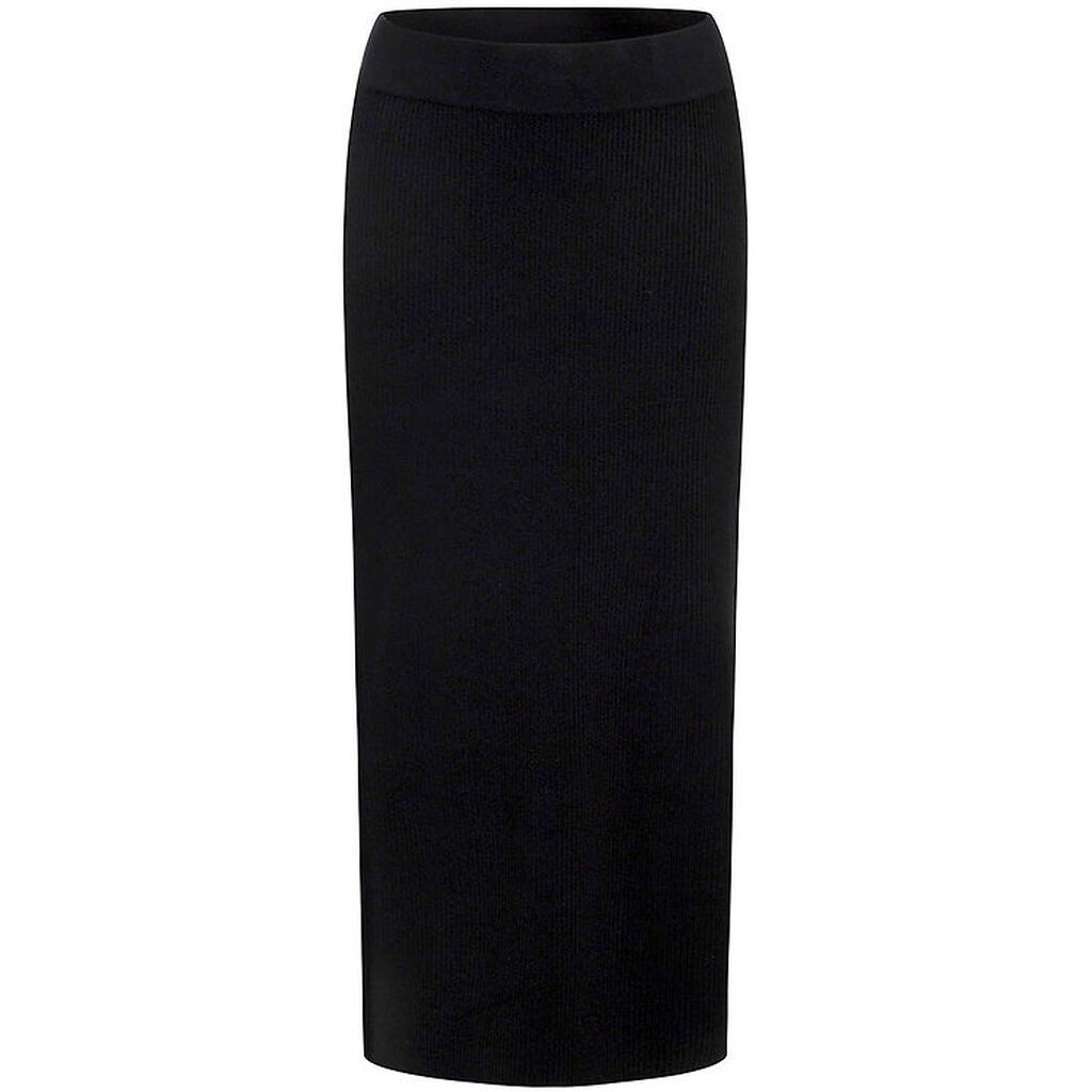 Grunt Nederdel - Rib - Viskose - Elise - Sort