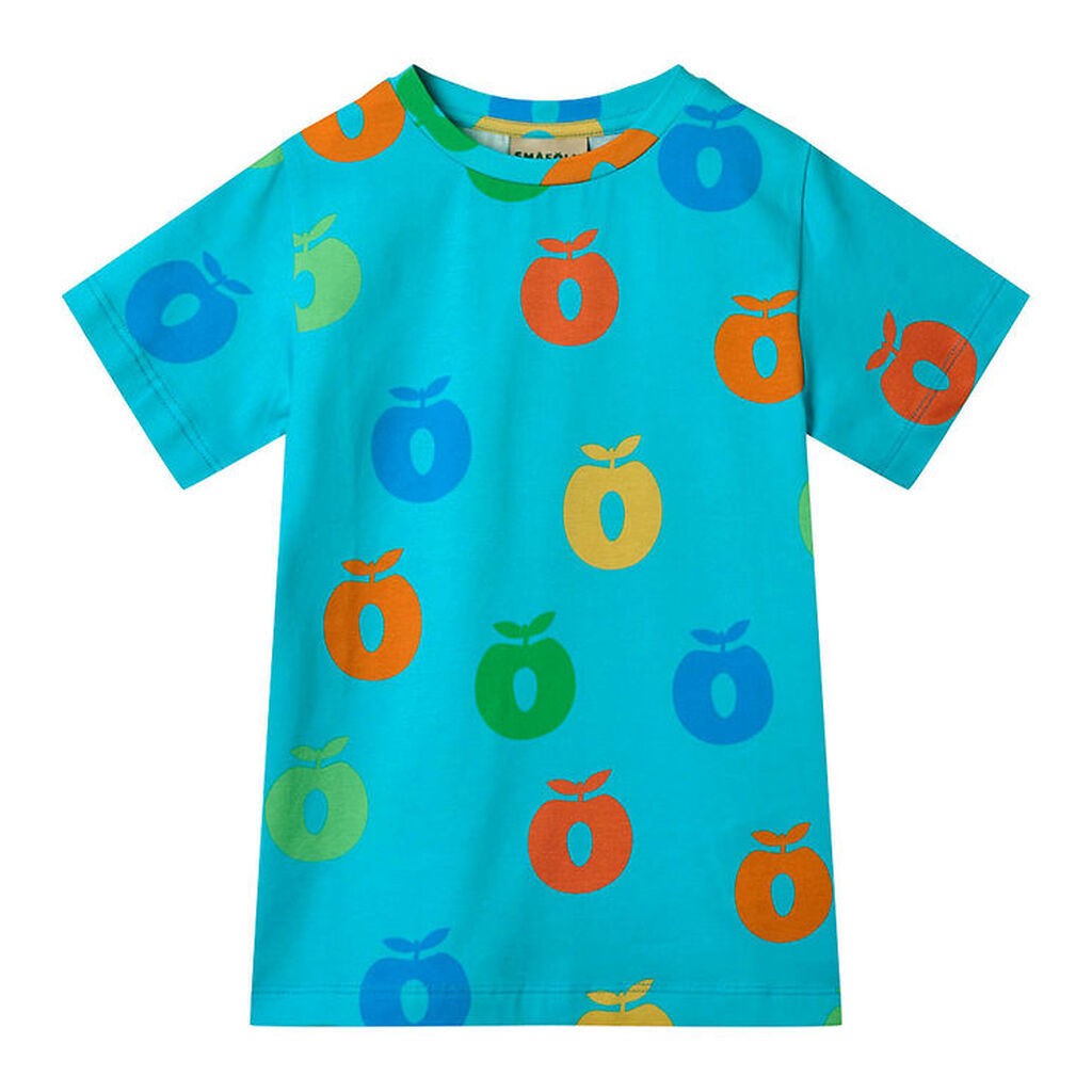 Småfolk T-shirt - Blue Atoll m. Æbler
