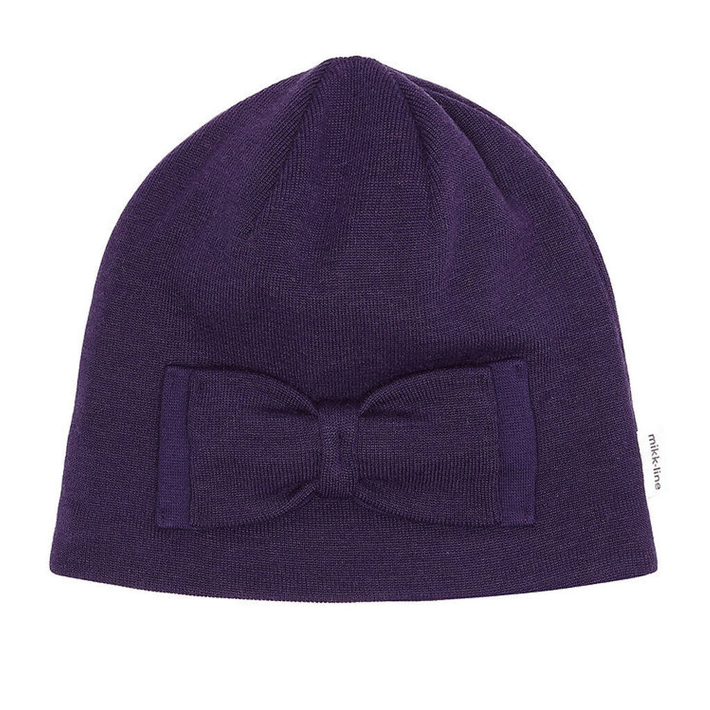 Mikk-Line Hue m. Sløjfe - Uld/Akryl - 2-lags - Nightshade