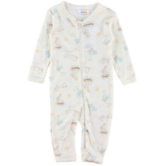 Joha Heldragt - Uld/Silke - Off White m. Print