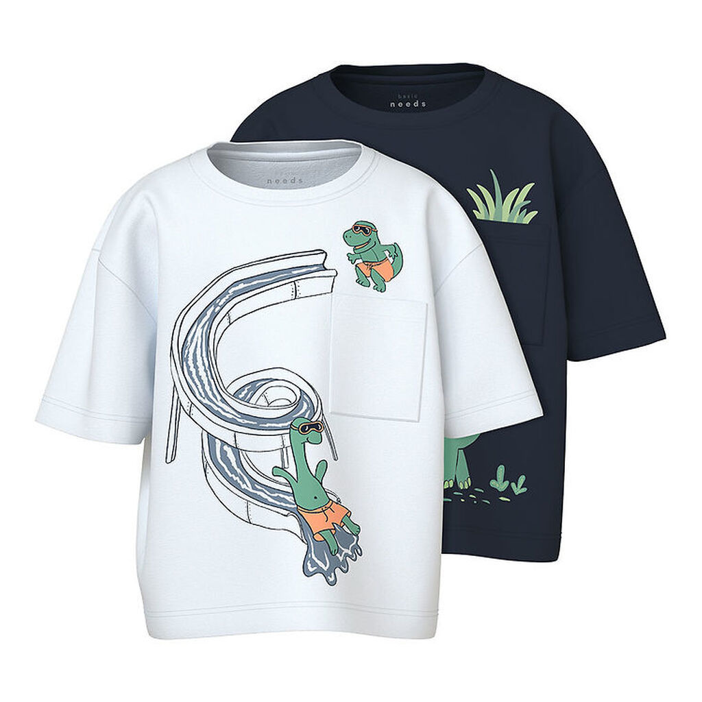 Name It T-Shirt - NmmVilian - 2 Pak - Navy Blazer m. Print