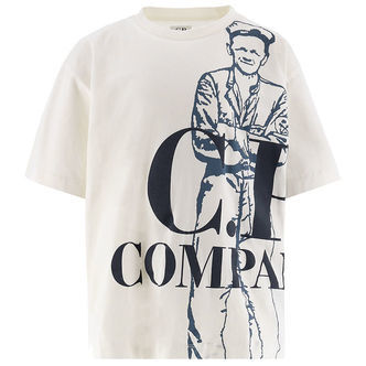 C.P. Company T-shirt - Gauze White m. Støvet Blå/Navy