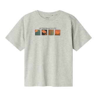 Name It T-shirt - NkmOrland - Gråmeleret m. Print