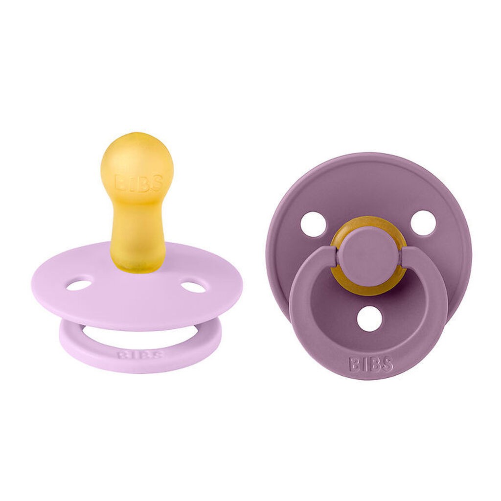 BIBS Colour Sutter - 2-pak - Str. 2 - Rund - Violet Sky/Mau
