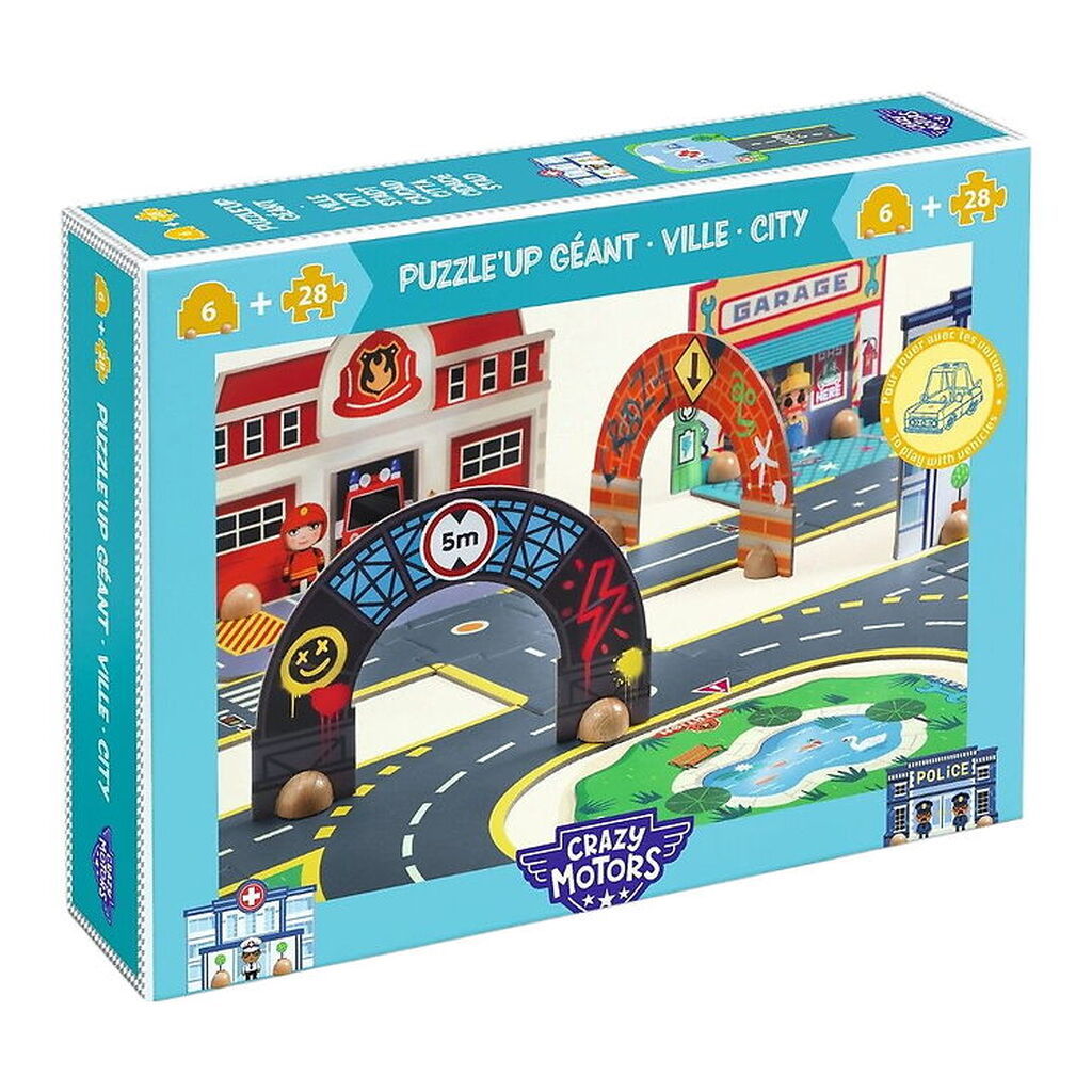 Djeco Puslespil - 34 Brikker - Crazy Motors - Puzzl'Up: By