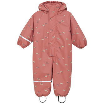 CeLaVi Regndragt m. Fleece - PU - Brick Dust m. Print