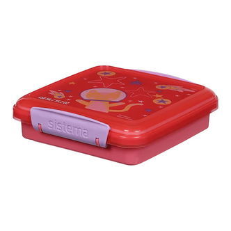 Sistema Madkasse - Sandwich Box - 450ml - Rosa/Lilla m. Print