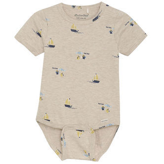 Minymo Body k/æ - Light Beige Melange m. Sejlbåde
