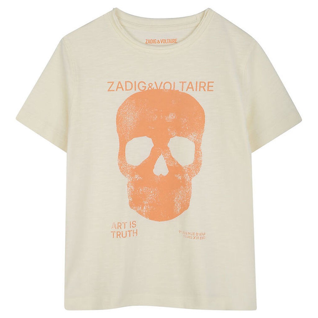 Zadig & Voltaire T-shirt - Offwhite/Orange m. Kranie