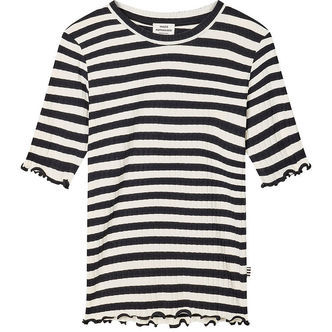 Mads Nørgaard T-shirt - Rib - Tuviana - Black/Vanilla Ice