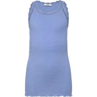 Rosemund Top - Lang - Rib - Balta - Blue Heaven m. Blonder